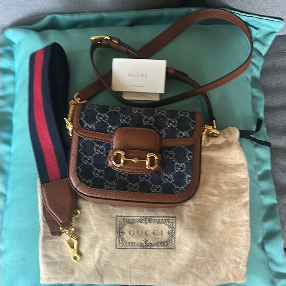 Gucci Denim Horsebit Crossbody